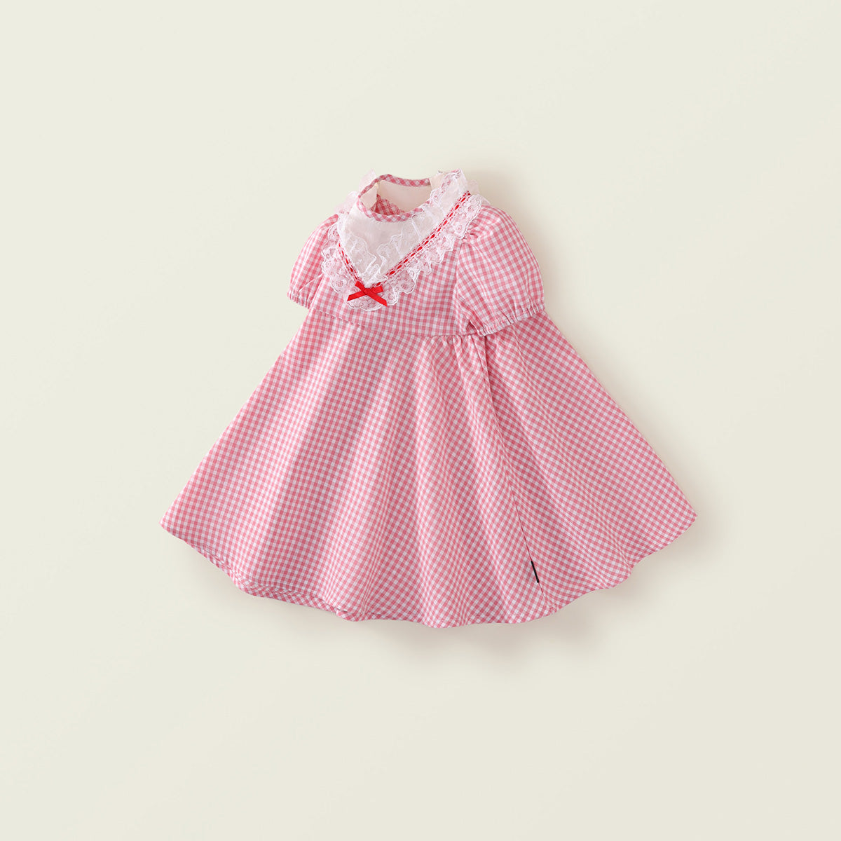 Girls' Red Plaid Short Sleeve Dress