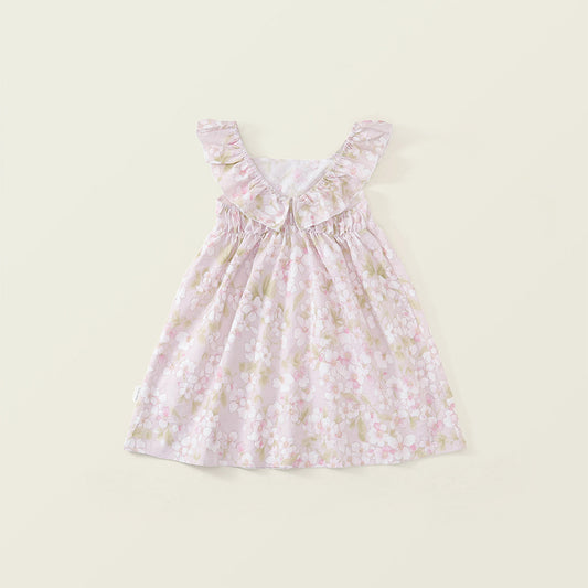Girls' Floral Ruffle-Shoulder Summer Dress -K6126297