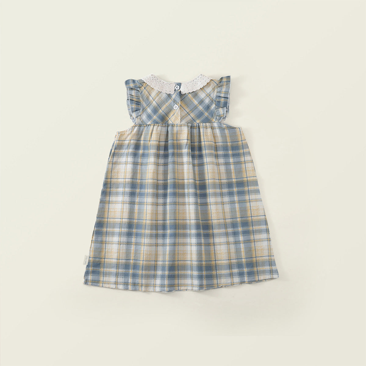 Girls' Plaid Sleeveless Dress with Lace Collar -K6126310