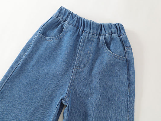 Happy Duck Embroidered Wide-Leg Denim Pants -K6115896