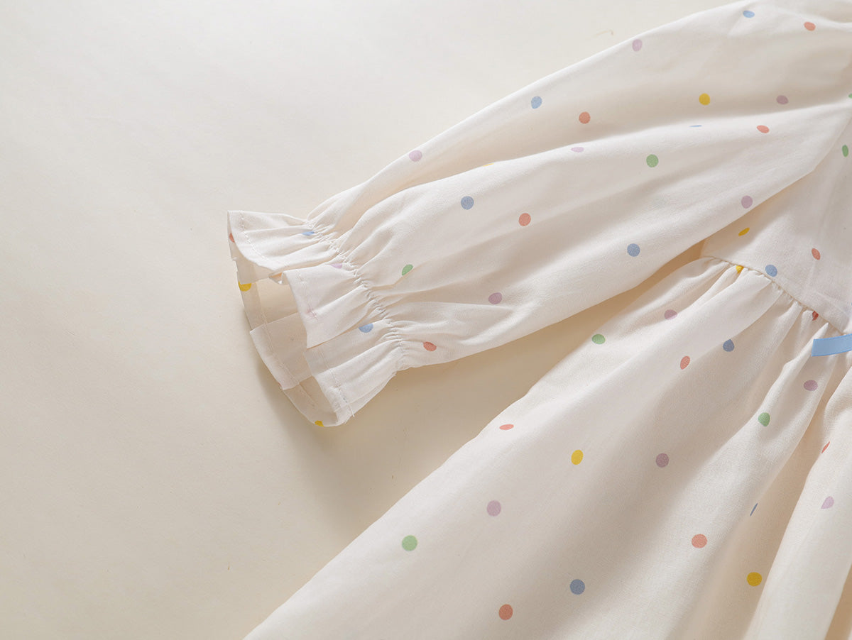 Toddler Girl’s Rainbow Dot Ruffle Collar Dress - K6115974