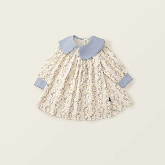 Girl's Countryside-Style Floral Long-Sleeve Dress