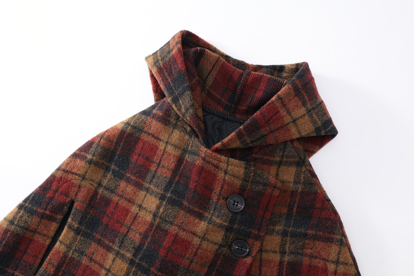 Girls Thick Hooded Plaid Coat