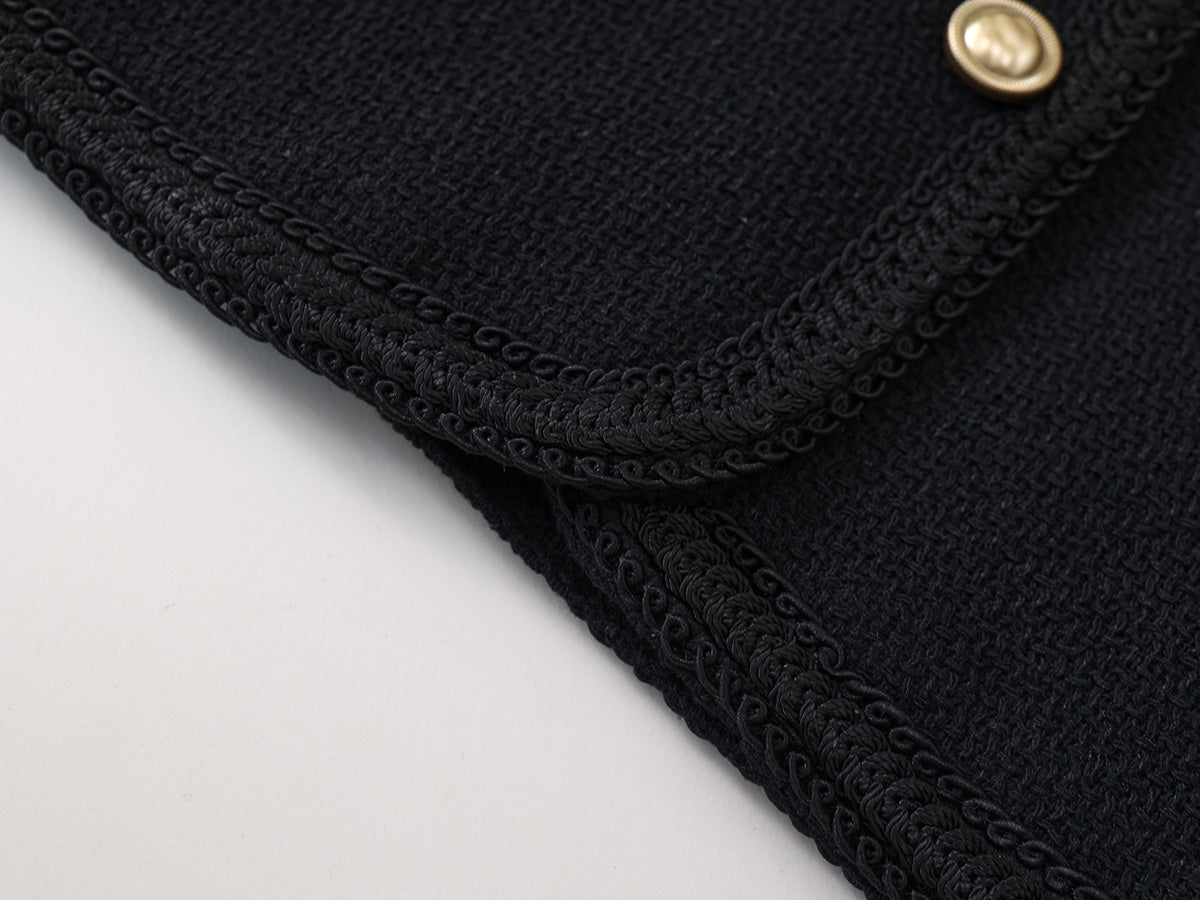 Girls Black Long-Sleeve Tweed Jacket