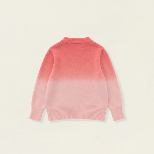 Girls' Pink Ombre Knit Cardigan with Gold Buttons -5007