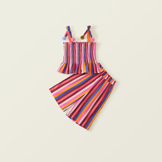 Girls Trendy Striped Summer Set
