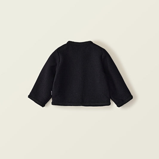 Girls Black Long-Sleeve Tweed Jacket