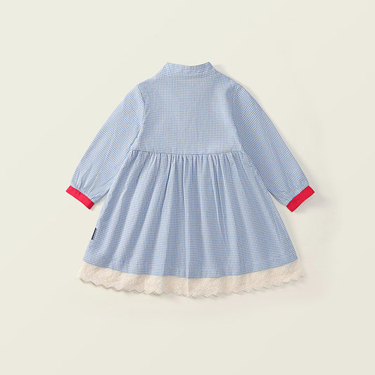 Girl's Blue Checkered Dress