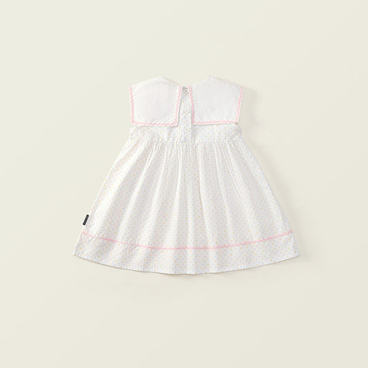 Girl's Embroidered Lapel Dress
