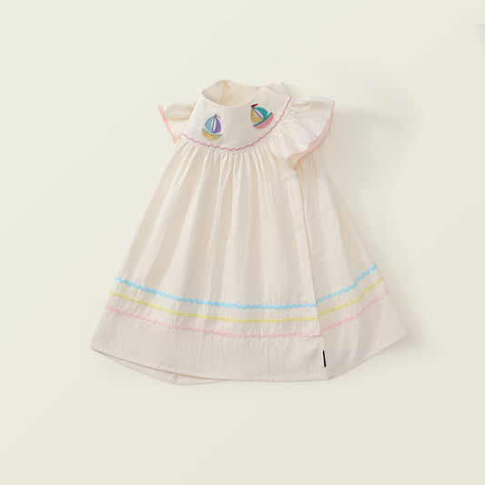 Girl's Flutter Sleeve Cotton Dress