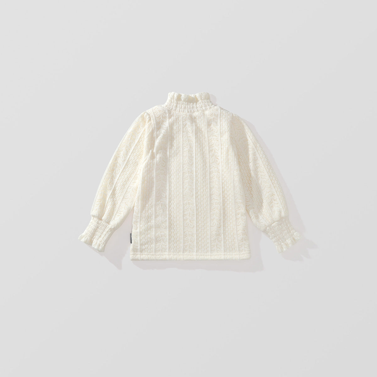 Girl's Thickened High-Neck Long-Sleeve Top with Lace