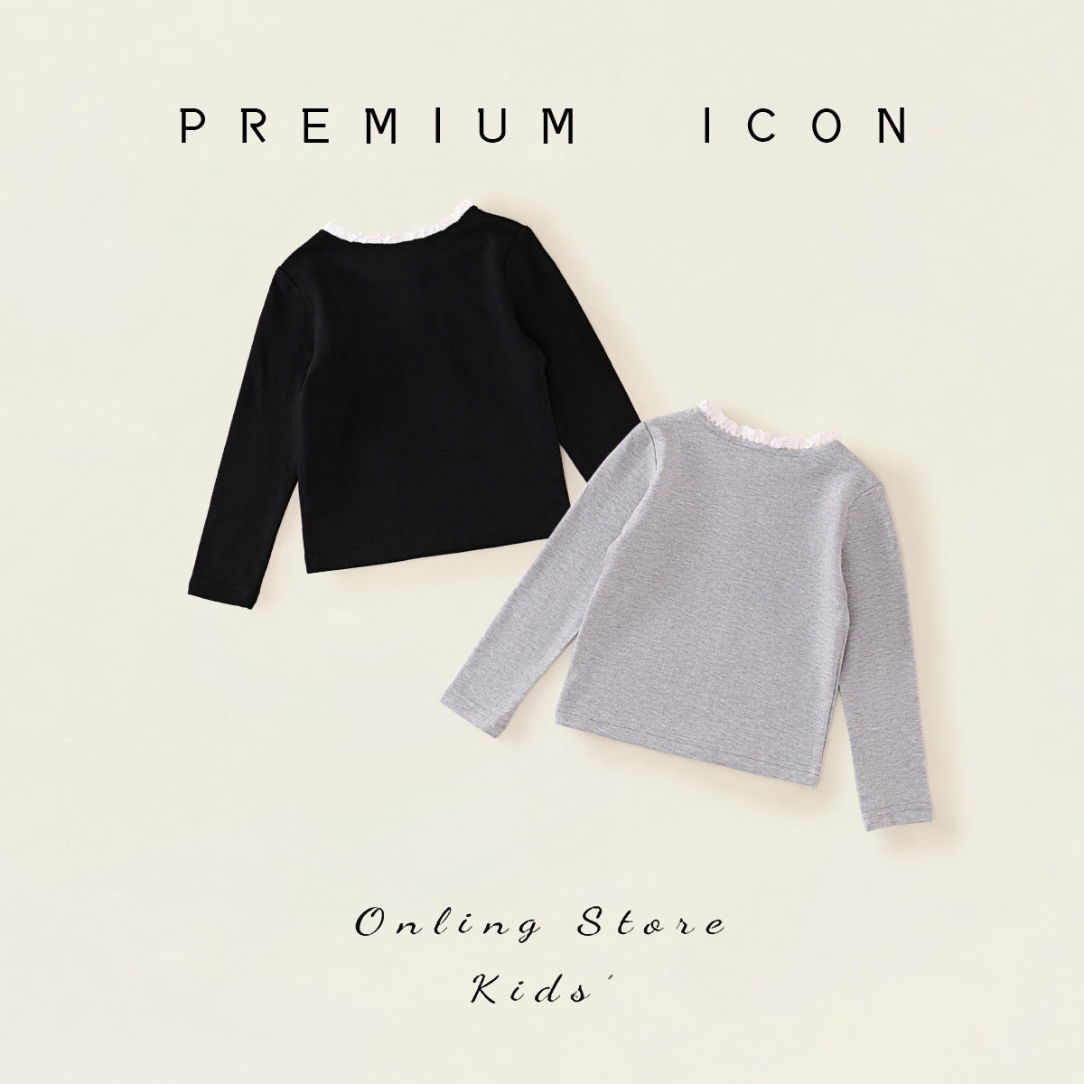 Girl's Lace Trim Long-Sleeve Top - 2025 Spring New Arrival