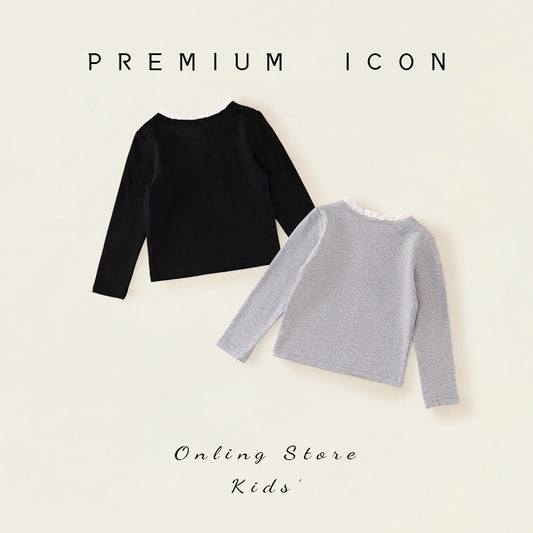 Girl's Lace Trim Long-Sleeve Top - 2025 Spring New Arrival