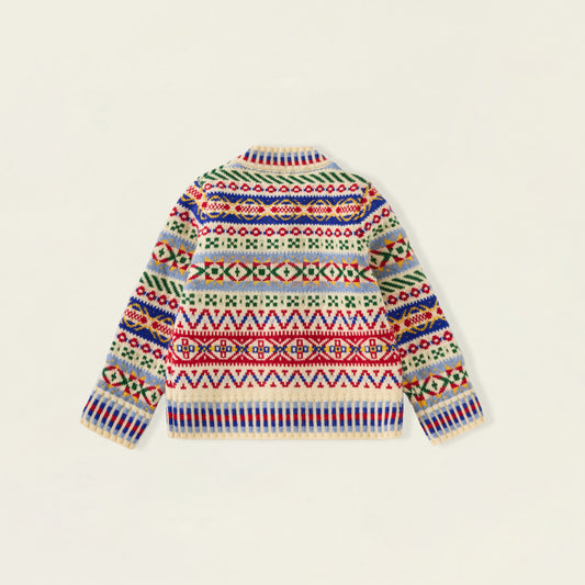 Girls' Colorful Fair Isle Knit Cardigan -5411