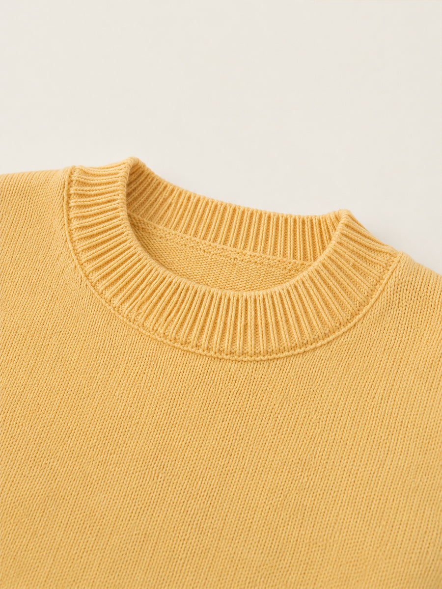 Girls' Yellow 3D Duck Applique Knit Sweater -5216