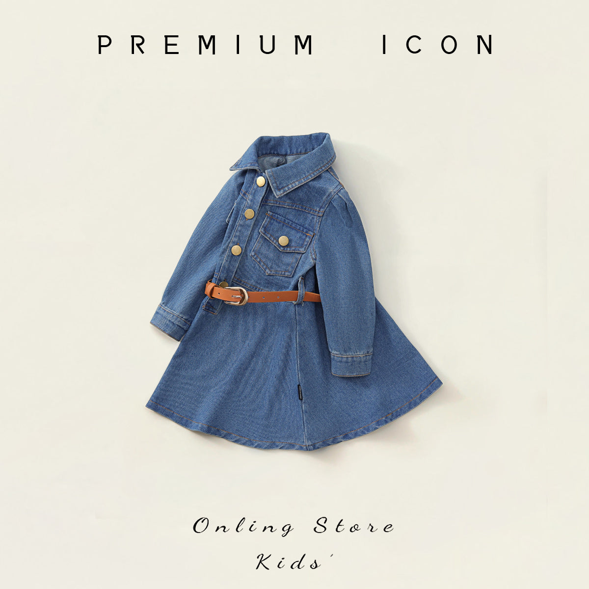 Girl's Denim Dress with Belt