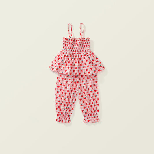 Girl's Sweet Spring/Summer Flower Print Two-Piece Set