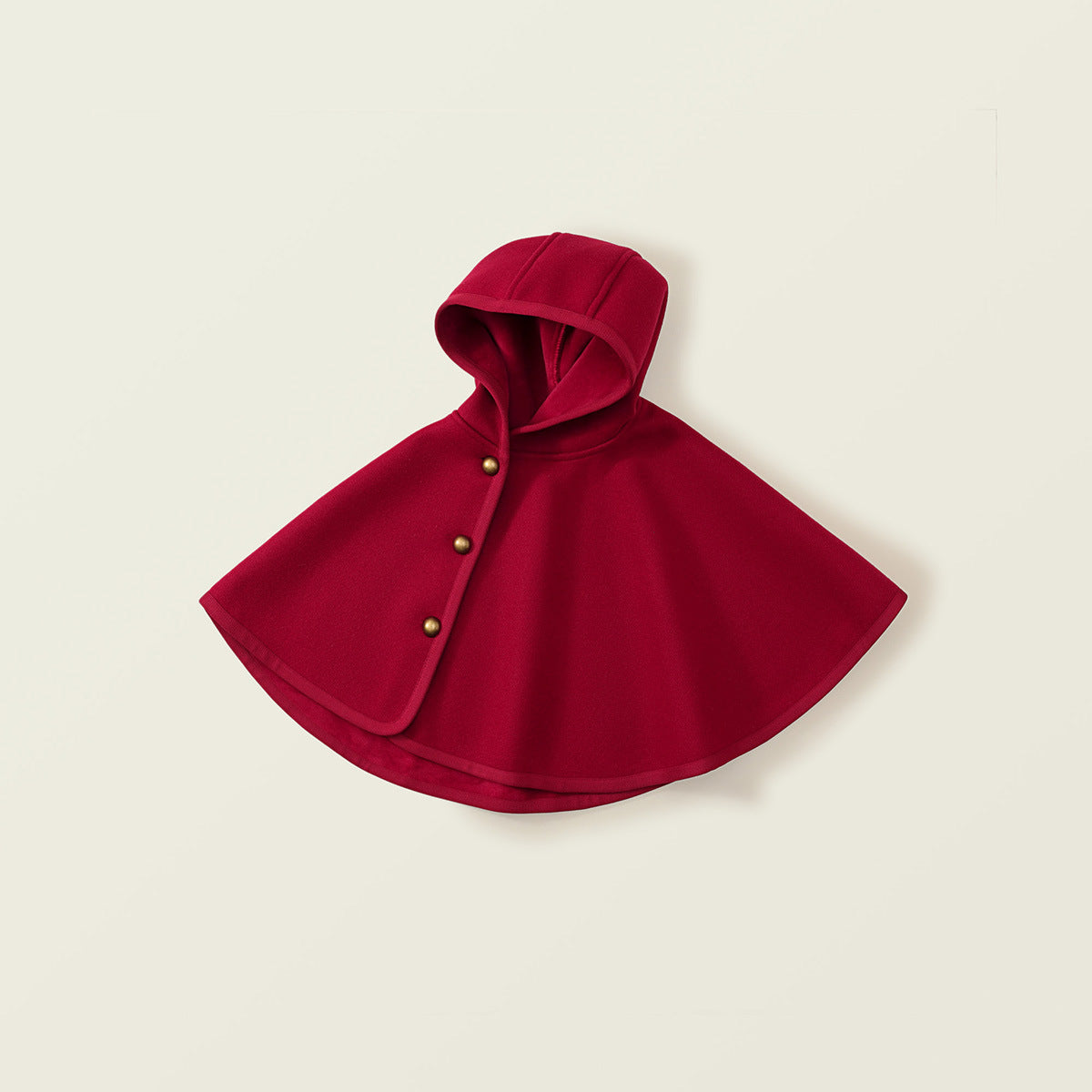 Girl's Woolen Thickened Red Cape Coat