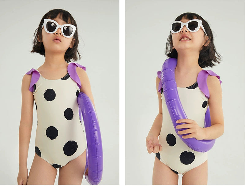 Girl's Korean-Style Striped Polka Dot Swimwear