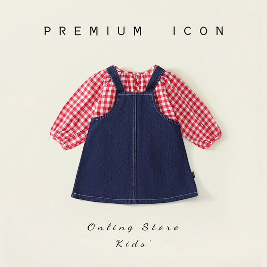 Girl's Denim Overalls Set