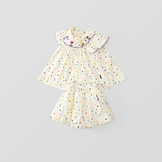 Girl's Baby Korean-Style Embroidered Top & Shorts Set