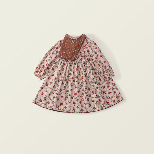 Girl's Vintage Floral Long-Sleeve Dress