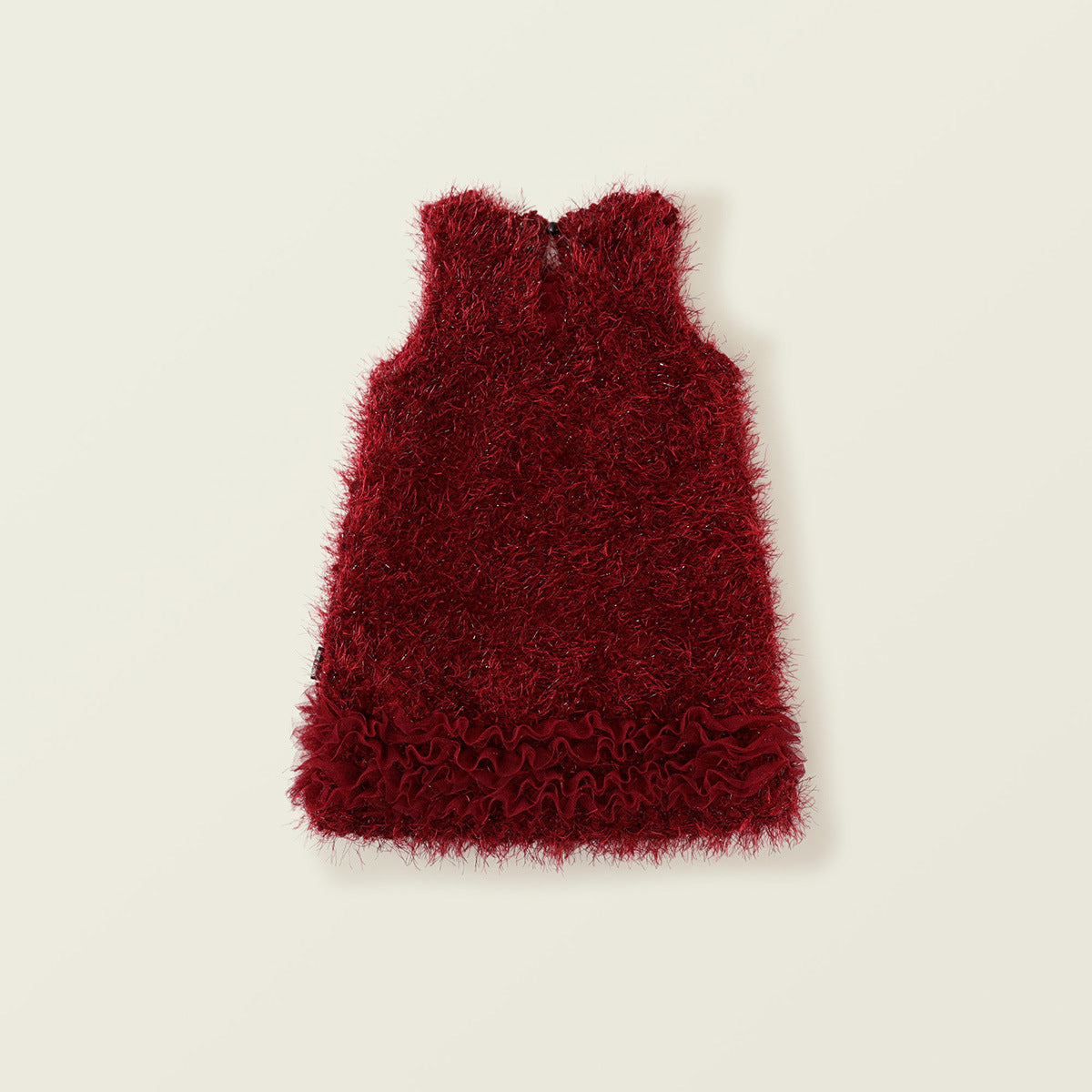 Girl's Red Fringe Lace Lined Vest Dress