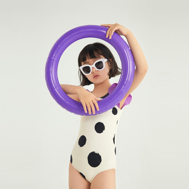 Girl's Korean-Style Striped Polka Dot Swimwear