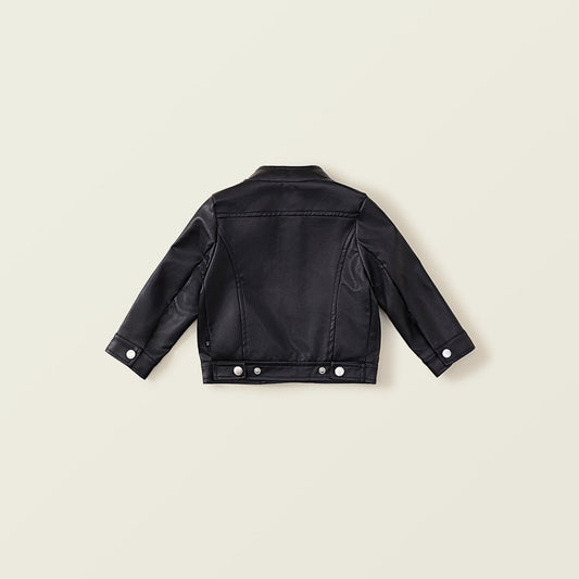 Girls Korean-Style Long-Sleeve Leather Jacket
