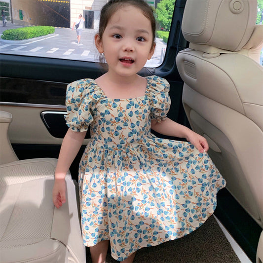 Girls' Country Princess Dress with Floral Print