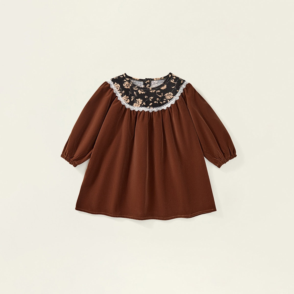 Girls New Floral Collar Long-Sleeve Girls' Dress