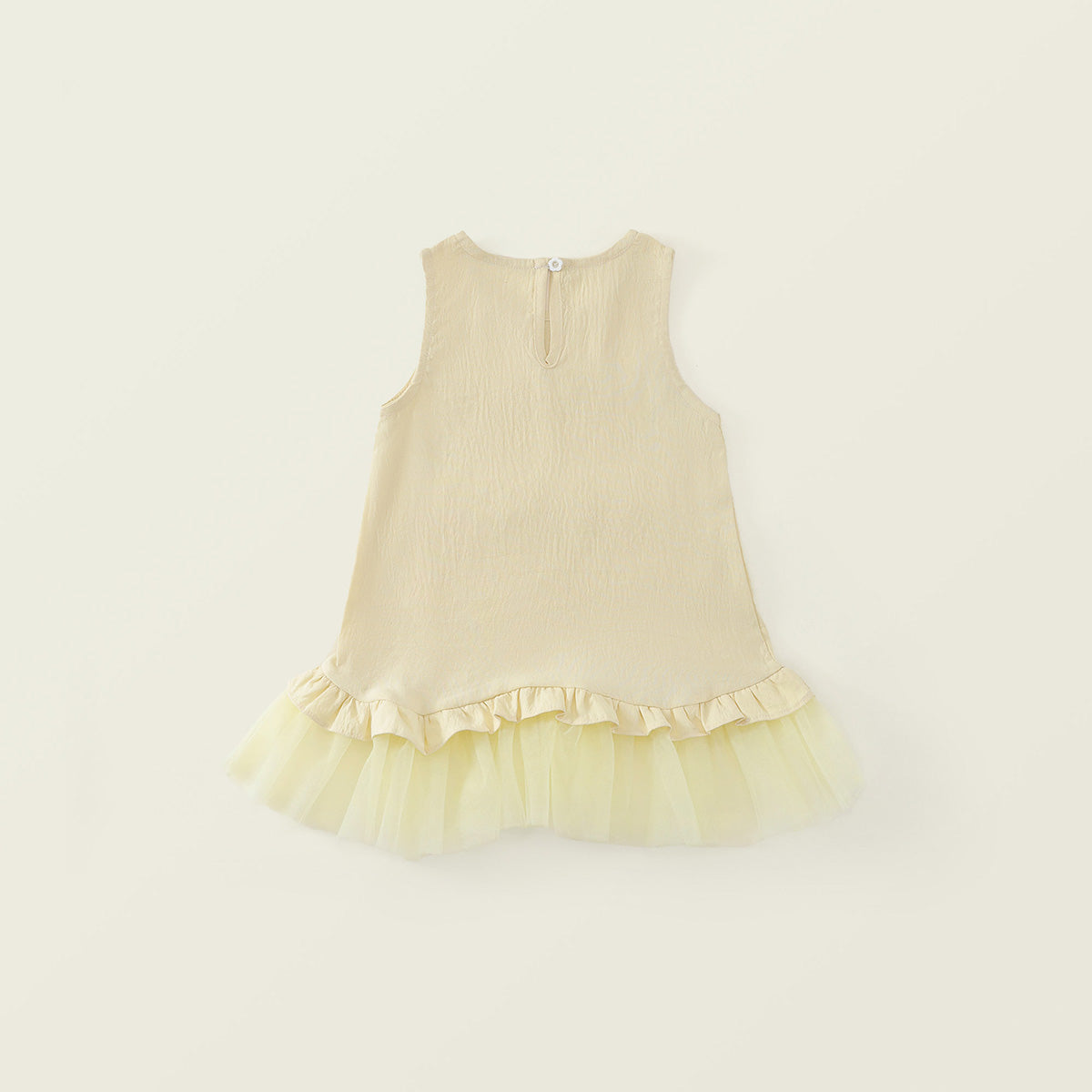 Girl's Light Yellow Crinkle Fabric Toddler Dress -K6126064