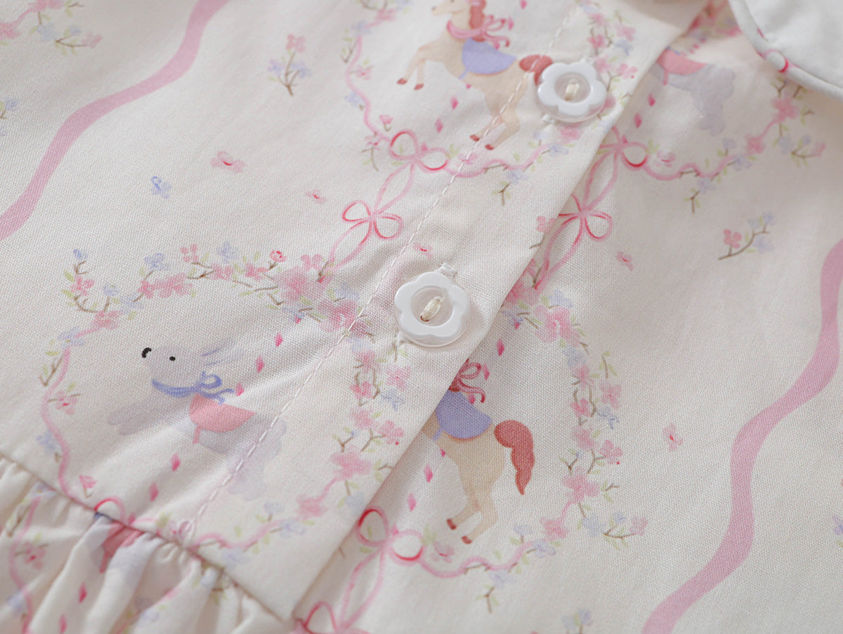Little Pony Embroidered Peter Pan Collar Dress -K6126140