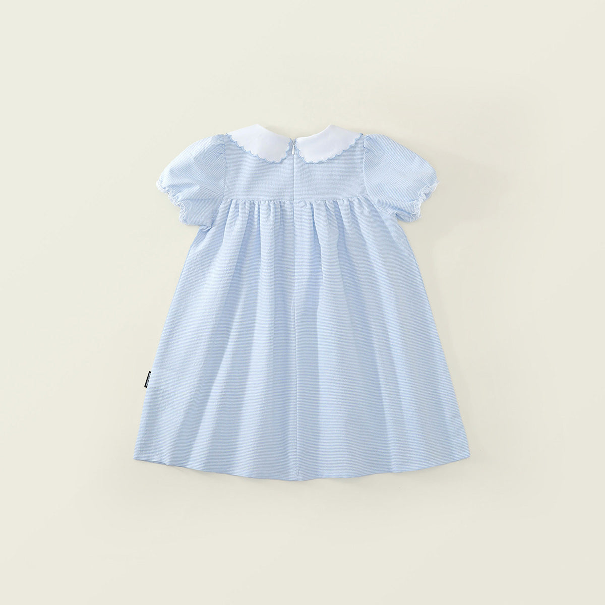 Girls' Striped Dress with Embroidered Collar -K6126186