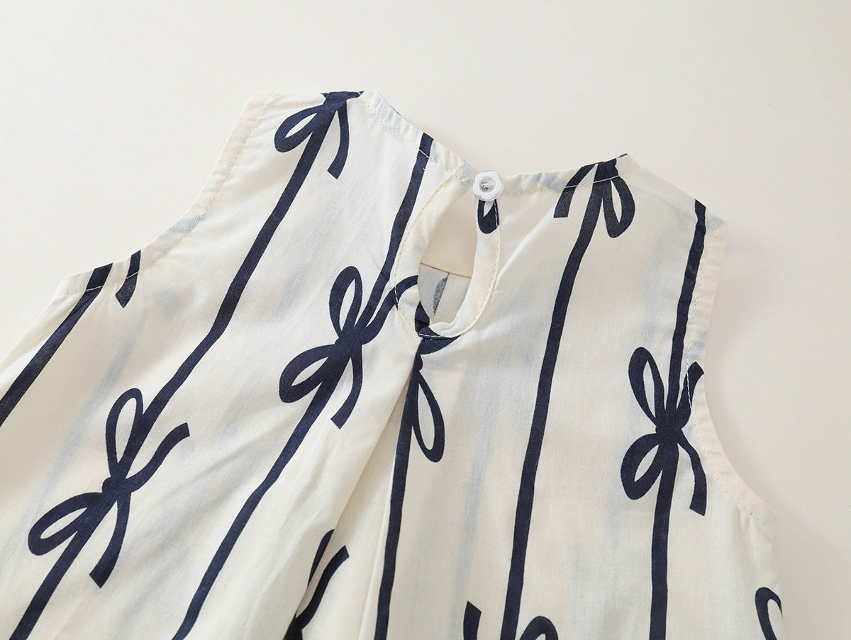 Girls' Bow Print Top & Solid Shorts Set-K6126119