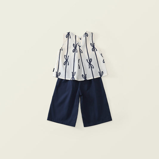 Girls' Bow Print Top & Solid Shorts Set-K6126119