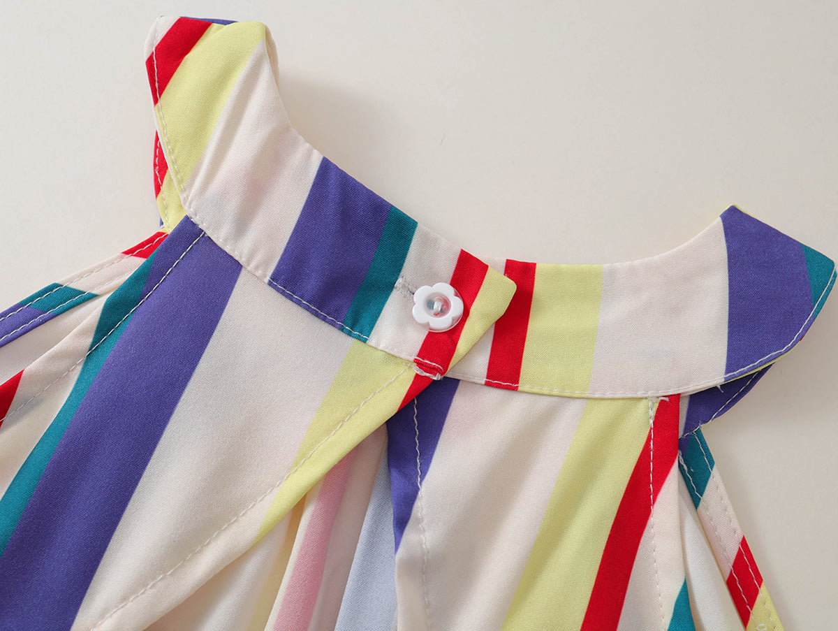 Toddler Girl Rainbow Stripe Halter Dress -K6126175