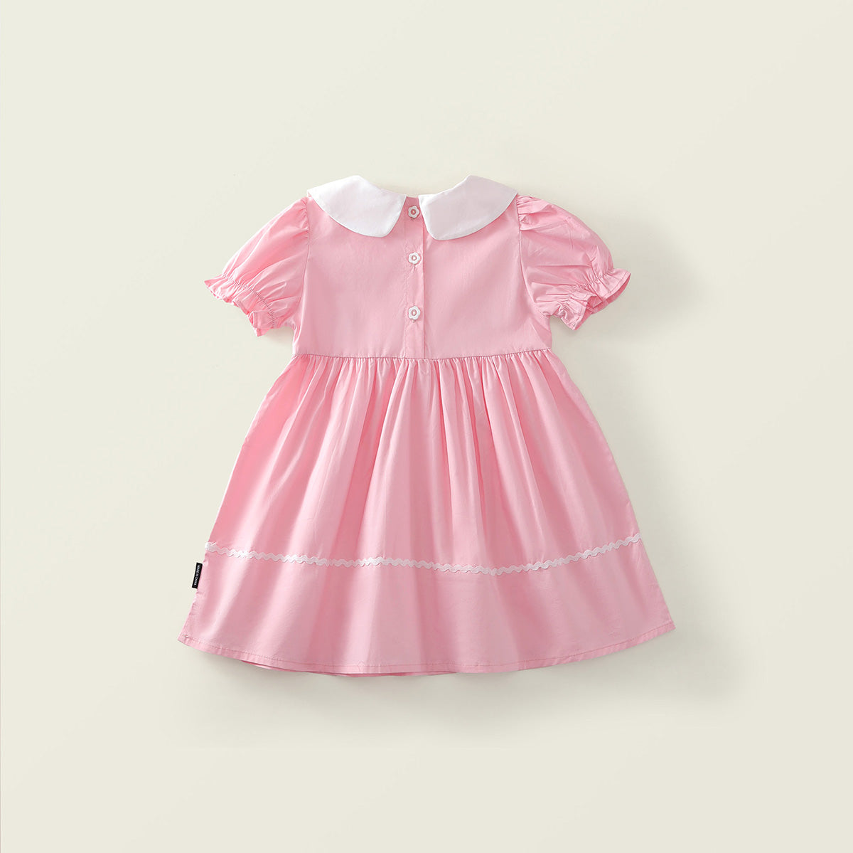 Girl's Cute Bear Embroidery Puff Sleeve Toddler Dress -K6126018
