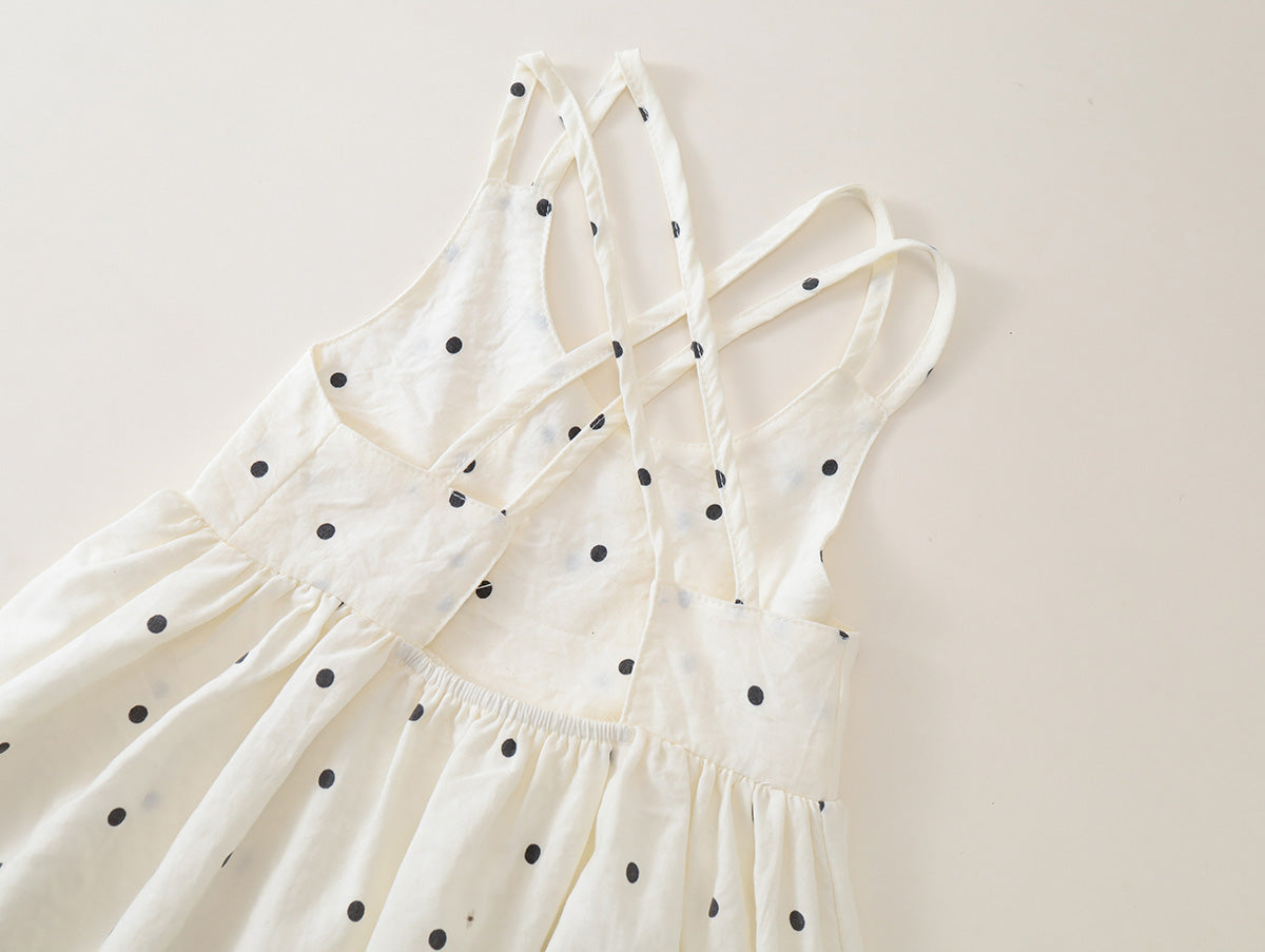 Girls' Cross-Back Summer Dress Set (Leopard & Polka Dot) - K6126228