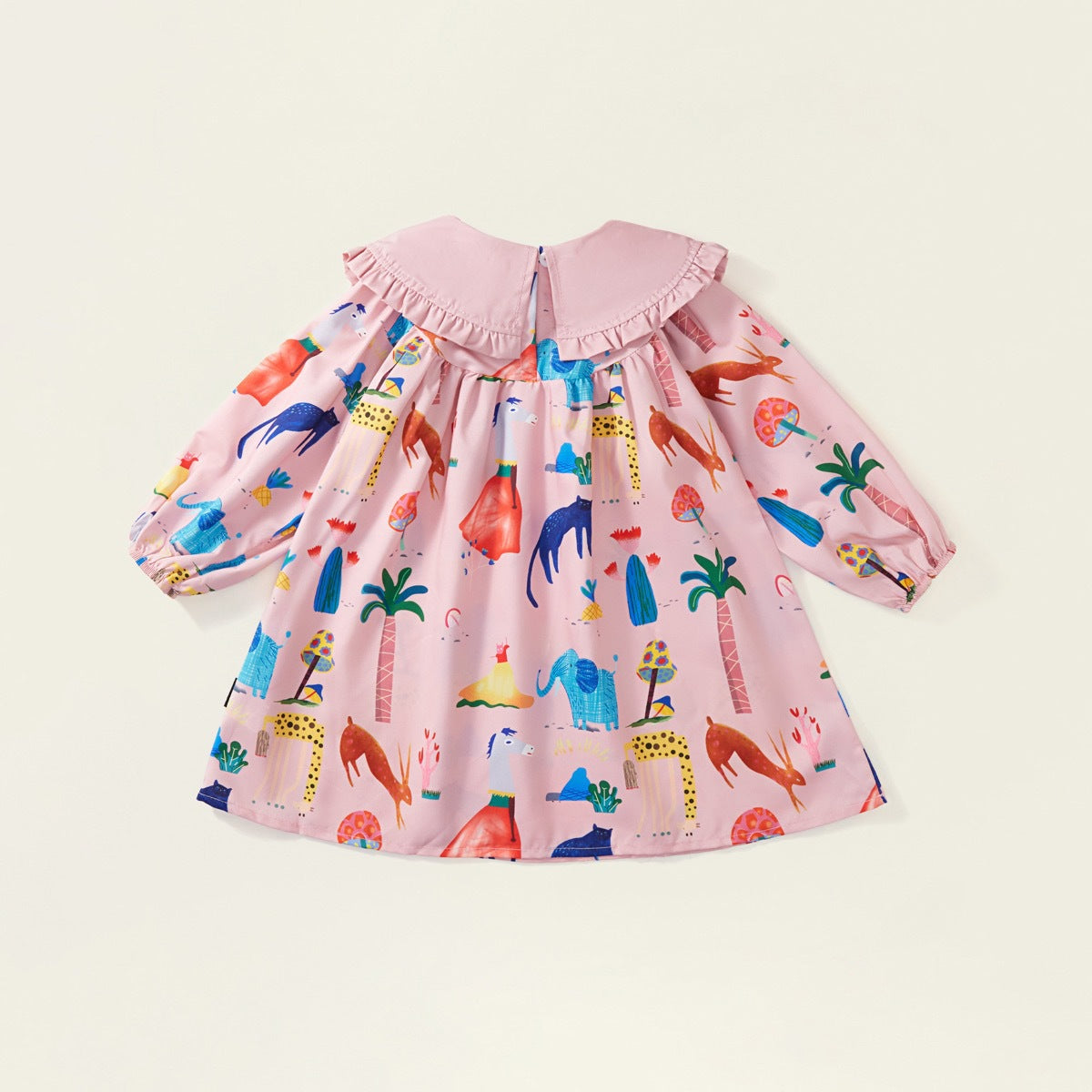 Girls' Long Sleeve Cartoon Print Dress