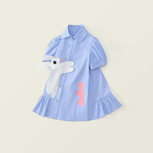 Girl's Adorable Bunny Patch Dress