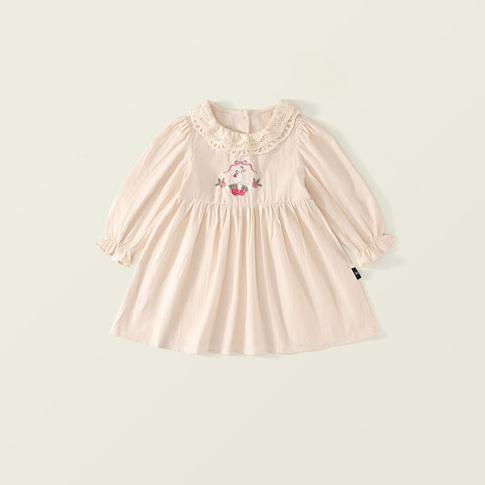 Girl's Embroidered Peter Pan Collar Dress