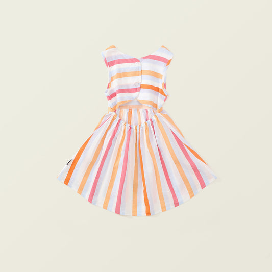 Girls Striped Backless Dress