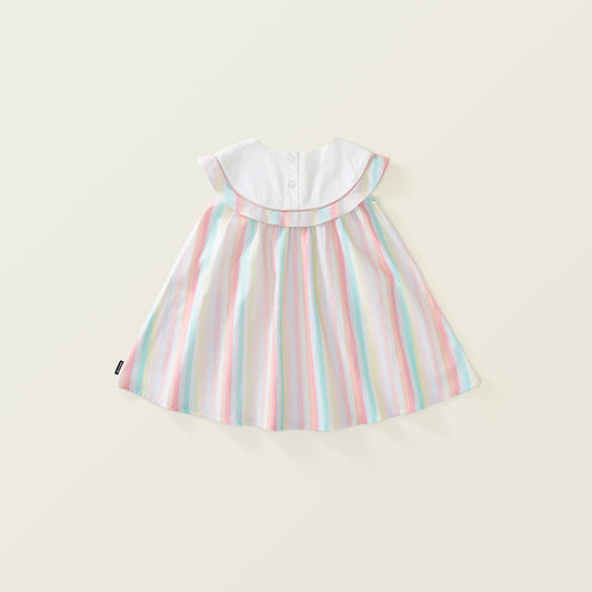 Girls' Embroidered Striped Sleeveless Dress