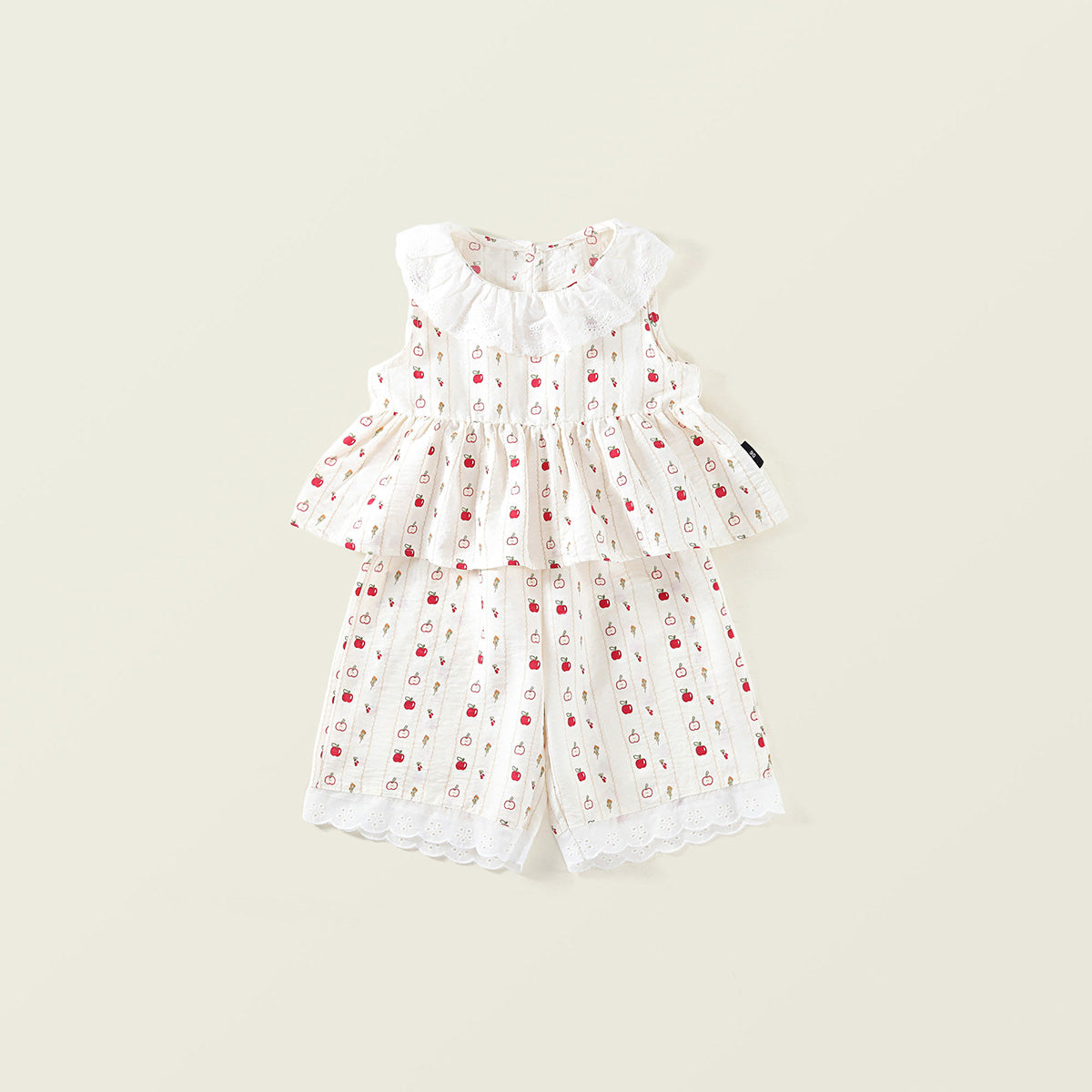 Apple Print Ruffled Two-Piece Set -K6125978