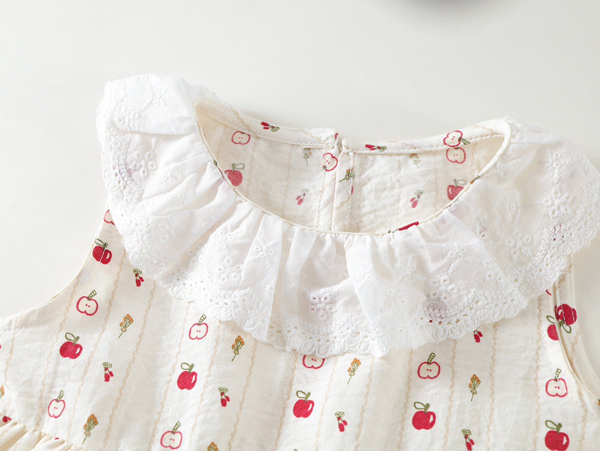 Apple Print Ruffled Two-Piece Set -K6125978