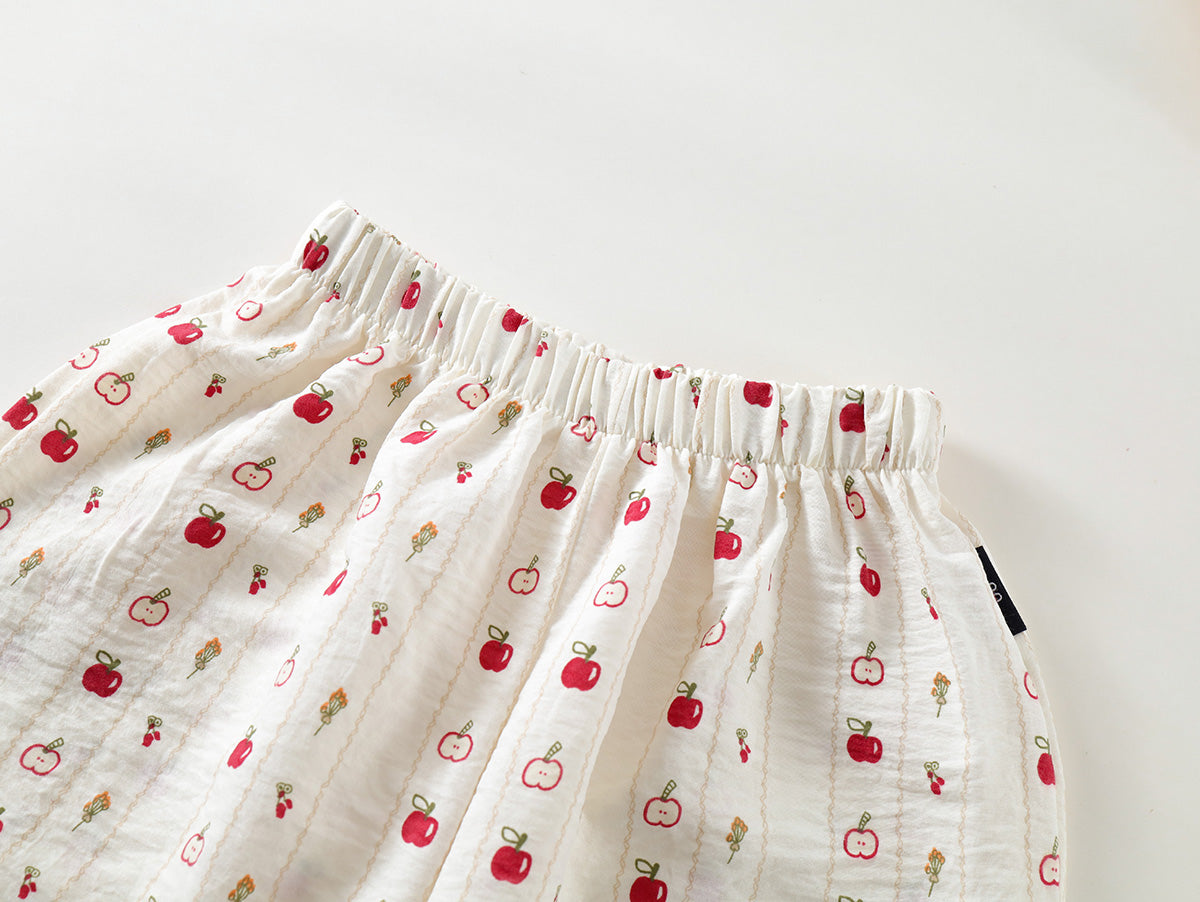 Apple Print Ruffled Two-Piece Set -K6125978