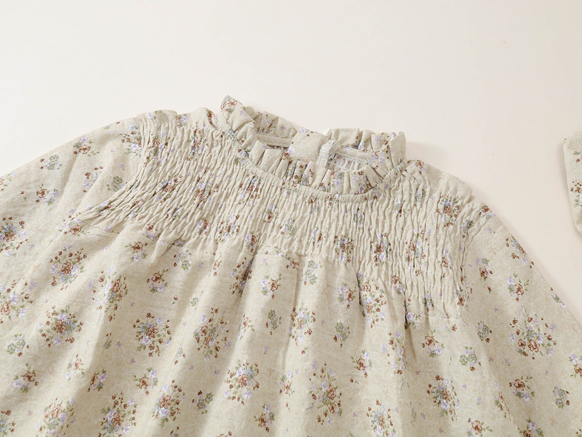 Girls' Floral Smocked Dress & Scrunchie Set -K6136282