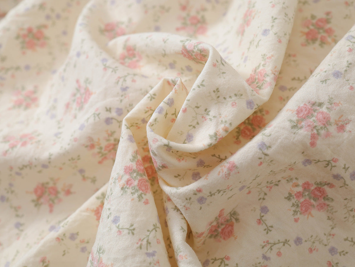 Girls' Floral Peter Pan Collar Dress & Matching Scrunchie Set -K6136281