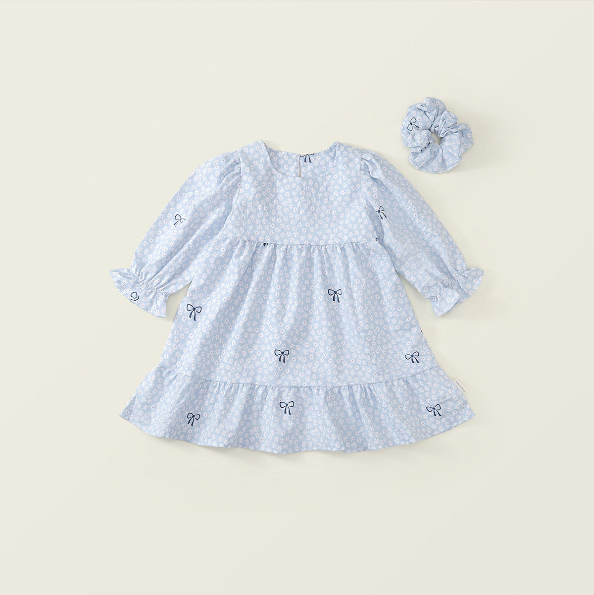 Girls' Floral Bow Dress & Scrunchie Set - K6136260